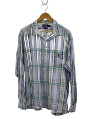 画像：長袖シャツ/L/コットン/BLU/チェック/CALDWELL/オープンカラー/袖口擦れ