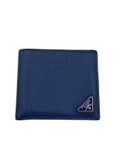 画像：サフィアーノ/イタリア製/2つ折り財布/レザー/BLU/無地/メンズ