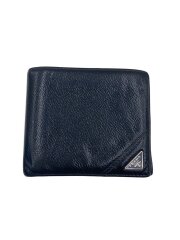 画像：シボ革/イタリア製/2つ折り財布/レザー/BLK/無地/メンズ