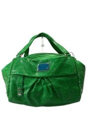 画像：クロコ型押し/ハンドバッグ/レザー/グリーン/使用感有