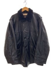 画像：DOLCE/襟ムートン/レザージャケット・ブルゾン/4/羊革/ブラック