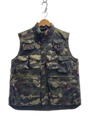 画像：MULTI POCKET ZIPPED DOWN VEST/L/ナイロン/KHK/カモフラ/LQ685//