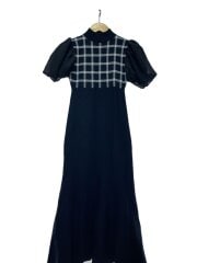 画像：シェパードチェックマーメイドニットワンピース/XS/レーヨン/BLK/11232331233-0