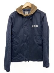 画像：フライトジャケット/M/コットン/NVY/無地/6192246