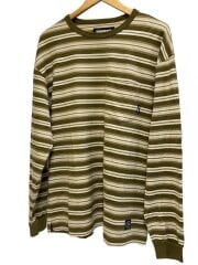 画像：長袖Tシャツ/L/コットン/KHK/ボーダー/221FPNH-CSM01