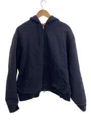 画像：ジップパーカ-/コットン/BLK