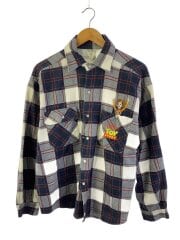 画像：WALT DISNEY/長袖シャツ/XL/コットン/WHT/チェック