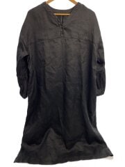 画像：長袖ワンピース/--/リネン/ブラック/ネストローブ