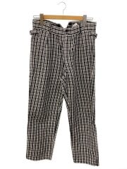 画像：綿麻/ボトム/1/リネン/BLK/チェック