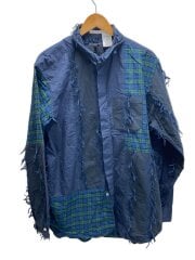 画像：Combo Short Collar Shirt/長袖シャツ/L/コットン/NVY/総柄