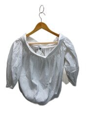 画像：７分袖ブラウス/36/コットン/WHT/無地/0204-100-222A