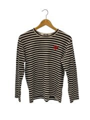 画像：長袖Tシャツ/M/コットン/WHT/ボーダー/AZ-T164