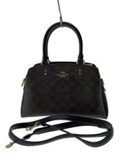 画像：ミニリリー・キャリーオール_シグネチャー_ブラックレザー/PVC/BRW/総柄