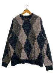 画像：FEATHERY YARN ARGYLE JACQYARD KNIT/4/ポリエステル/BLK/NMBkn405//