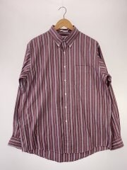 画像：長袖シャツ/16.5/コットン/RED/ストライプ