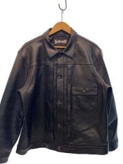 画像：レザージャケット・ブルゾン/XL/レザー/BLK/無地