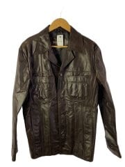 画像：レザージャケット・ブルゾン/LL/レザー/BRW/無地