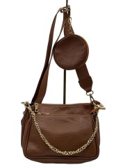 画像：ショルダーバッグ/レザー/BRW/無地