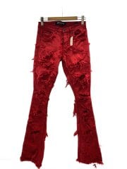 画像：フレアパンツ/ダメージ加工/スキニーパンツ/29/コットン/RED/無地/RN137931