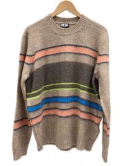 画像：K-PUEBLO/ニット・セーター(厚手)/L/ウール/BEG/ボーダー