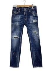 画像：ペイントダマージ加工スキニーパンツ/46/デニム/IDG/S74LB1116 S30664//
