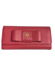 画像：サフィアーノ/リボン/長財布/レザー/PNK/レディース/角擦れあり