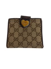 画像：2つ折り財布_ハートプレート_GGキャンバス/キャンバス/BRW/レディース