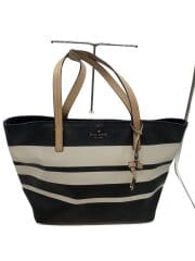 画像：ハンドバッグ/レザー/BLK/ボーダー