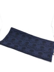 画像：ドクロ柄/スカーフ/ウール/NVY/メンズ