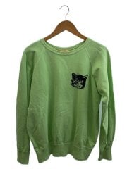 画像：猫フロッキー/ラグランスウェット/L/コットン/GRN