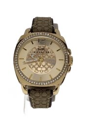 画像：ボーイフレンド/クォーツ腕時計/アナログ/レザー/GLD/BRW/SS/14502509/電池切れ