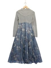 画像：フラワードッキングコルセットニットワンピース/M/ポリエステル/BLK/花柄/00246030040//