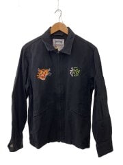 画像：コットン リネン ジャケット/スカジャン/L/リネン/BLK/51243