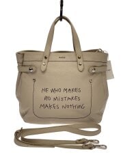 画像：plusan/2WAYハンドバッグ/レザー/BEG