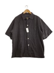 画像：Handspun hemp open collar/半袖シャツ/2/ヘンプ/BLK