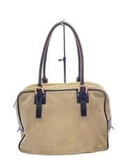 画像：トートバッグ/スウェード/BEG/無地/持ち手レザー/汚れ有