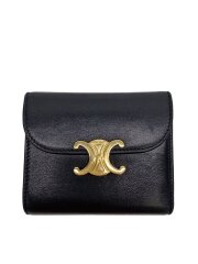 画像：3つ折り財布/レザー/BLK/レディース