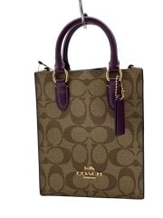 画像：ノース サウス ミニ トート・シグネチャー キャンバス/ハンドバッグ/レザー/BRW/総柄/CJ494