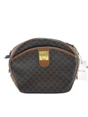 画像：マカダム柄/ショルダーバッグ/BRW/M09/ストラップループ傷有/ジップ劣化有