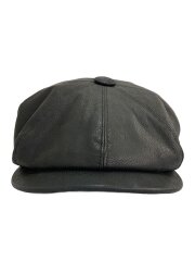 画像：キャスケット/7 1/2/レザー/BLK/無地/メンズ