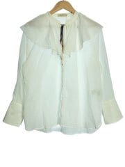 画像：長袖ブラウス/M/コットン/WHT/59M01-702-02
