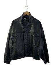 画像：レザージャケット・ブルゾン/1/フェイクレザー/BLK/無地/LUZ50A2307A007