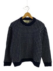 画像：ニット・セーター(厚手)/M/ウール/NVY/総柄