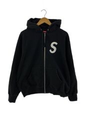 画像：ジップパーカー/L/コットン/BLK/無地