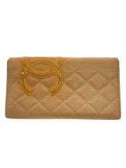 画像：カンボンライン/2つ折り財布/レザー/BEG/レディース/背面汚れ有