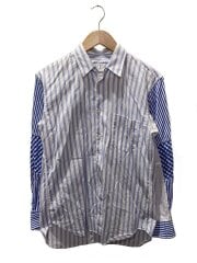 画像：長袖シャツ/XS/コットン/BLU/ストライプ/S24057