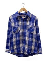 画像：80S/USA製/長袖シャツ/L/コットン/BLU/チェック