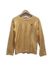 画像：PLAY SMALL RED HEART/長袖Tシャツ/S/コットン/ORN/ボーダー/AZ-T2188