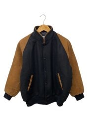 画像：～90s/切替し/袖ブラウンレザー/スタジャン/42/ウール/BLK