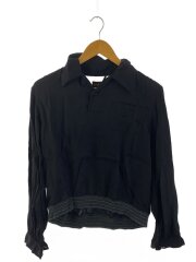 画像：ポロシャツ/M/レーヨン/BLK/無地